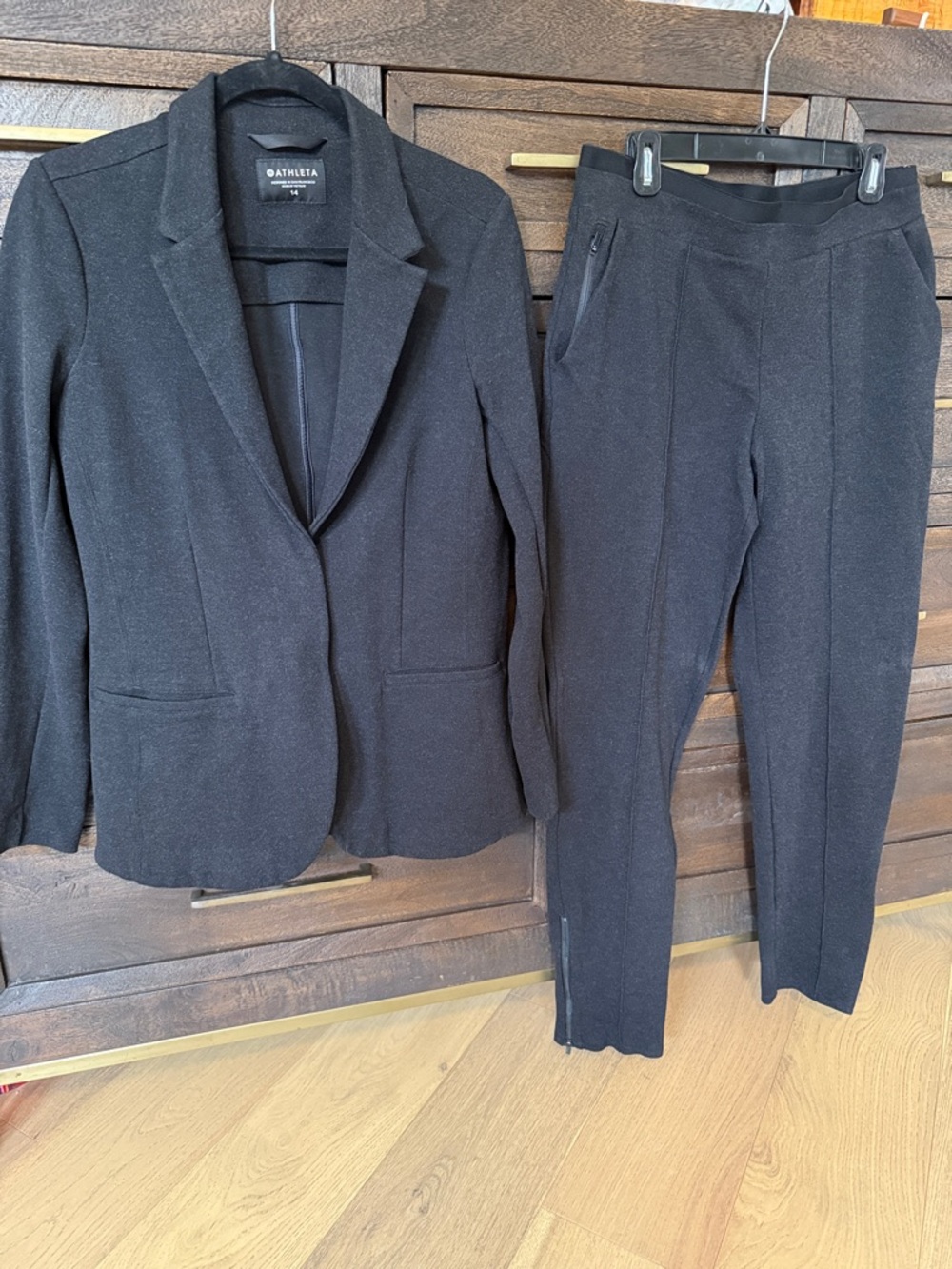 Athleta Venice Heathered Pintuck Suit - Blazer and Slim Zip Ankle Pants